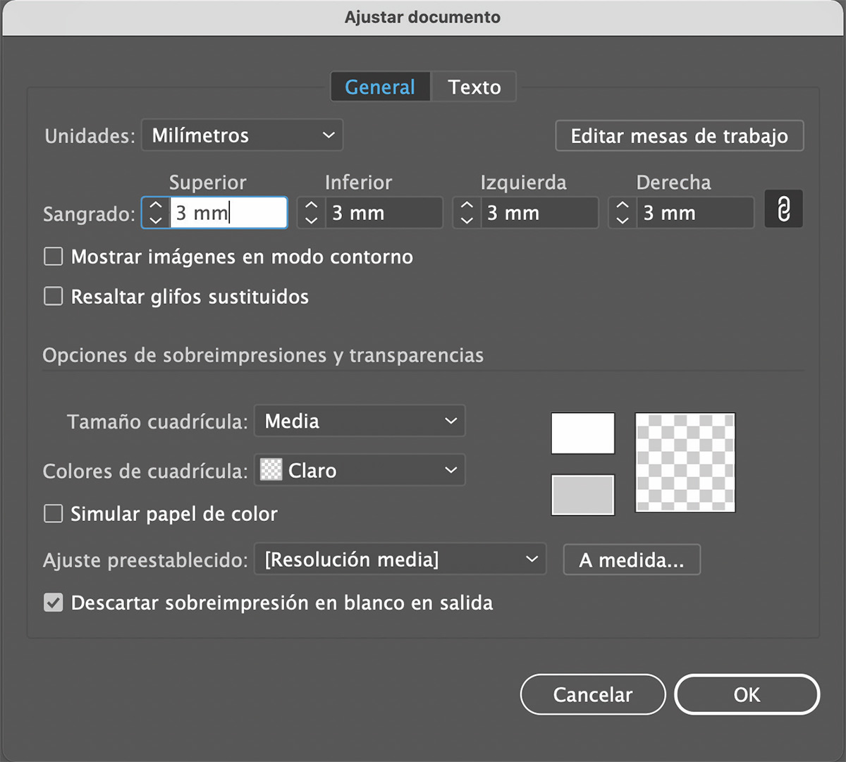 Ajustar documento con 3 mm de sangrado en Adobe Illustrator