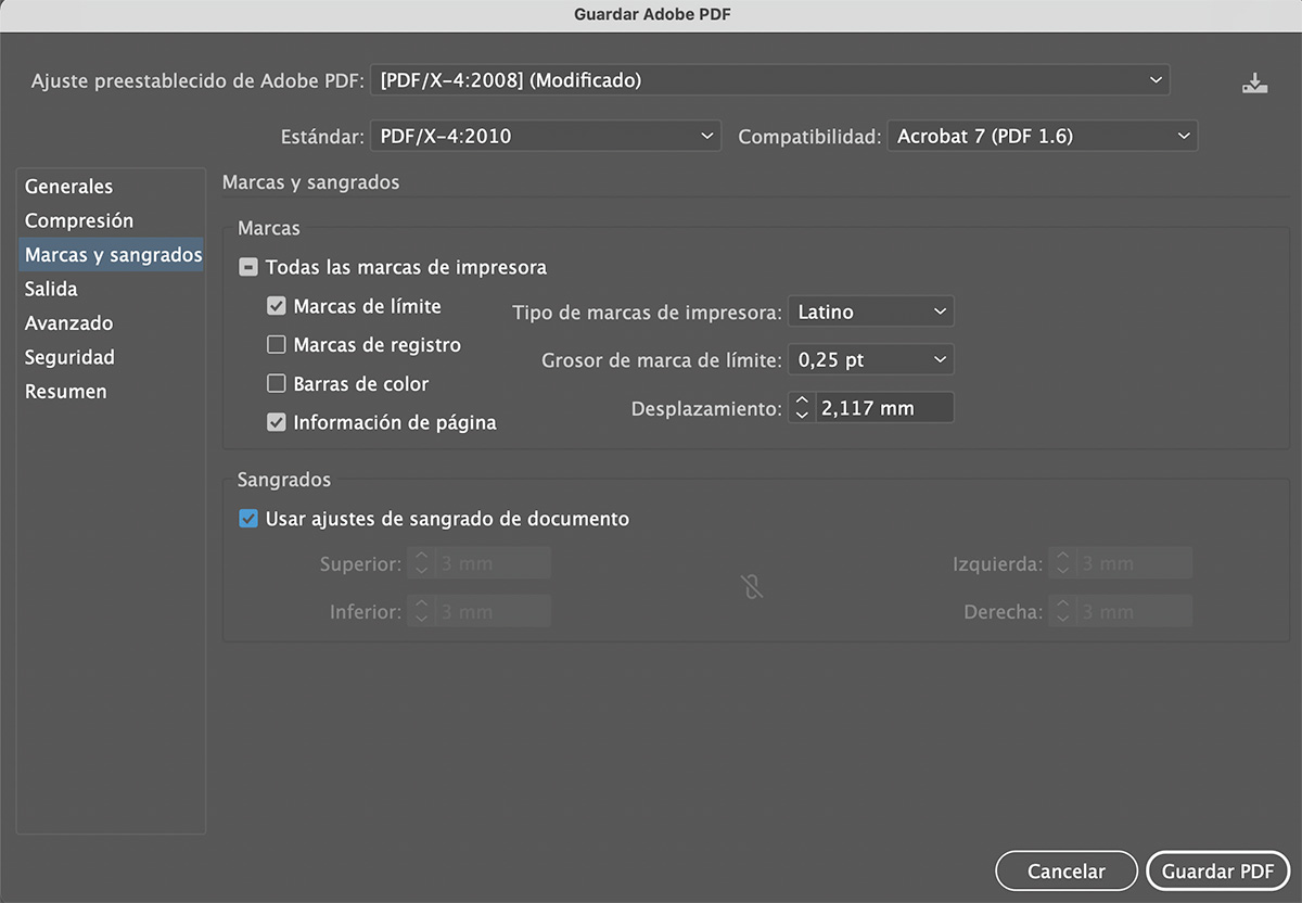 Configuración para exportar un PDF de alta calidad en Adobe Illustrator